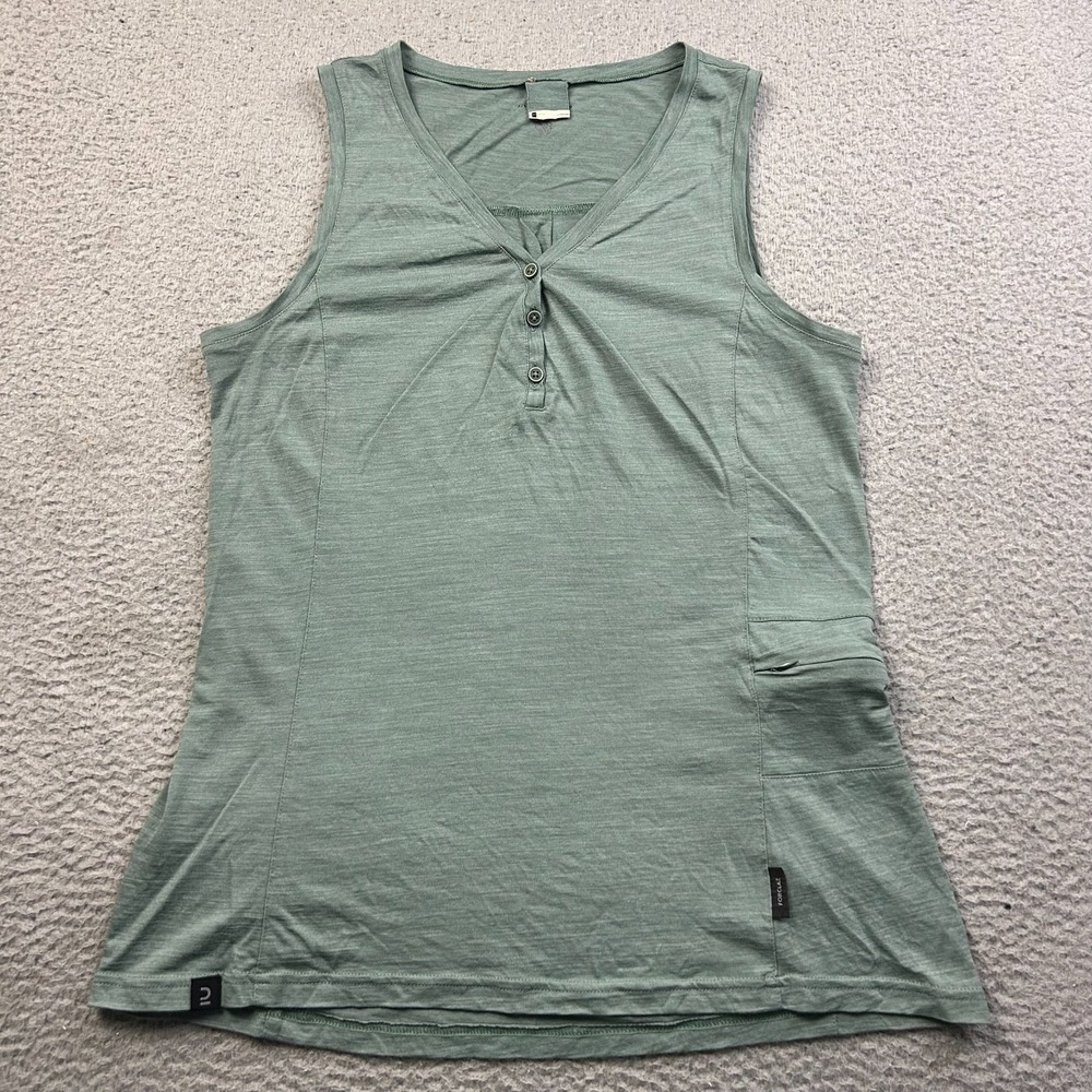 Forclaz Decathlon Merino Wool Tank Top Womens FITS Medium Green Hiking Top